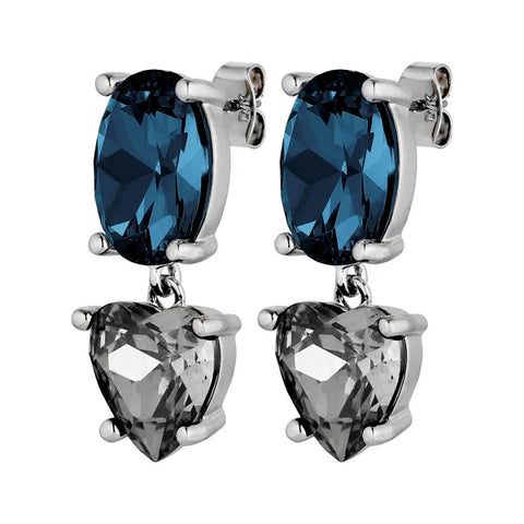 Dyrberg/Kern - Anett Shiny Silver Earrings  Royal Blue & Grey