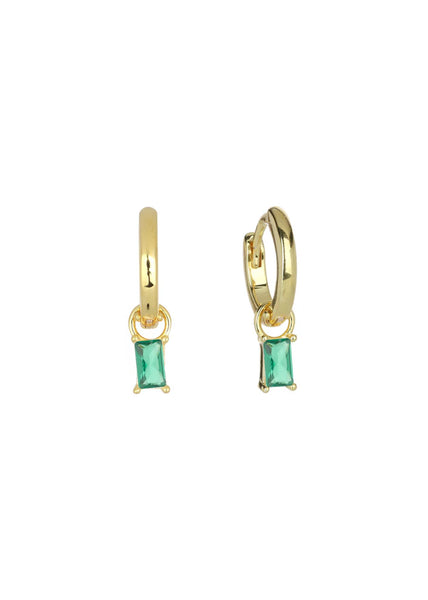 GEORGINI - GIFTS BABY BAGUETTE GREEN GOLD HOOP EARRINGS