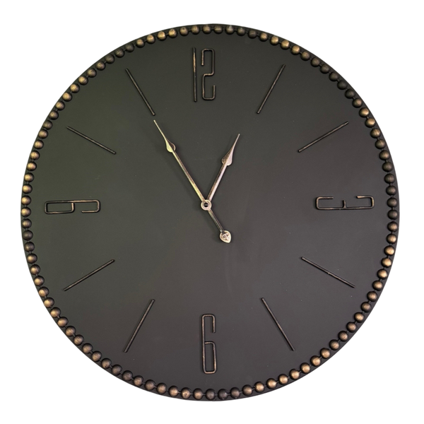 Wall Clock - Black Clock With Gold Numbers