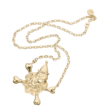 Karen Walker 9ct Yellow Gold Clown & Skull Pendant