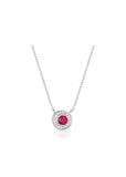 GEORGINI - MILESTONE RUBY HALO PENDANT SILVER NECKLACE