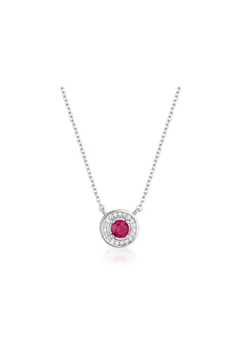 GEORGINI - MILESTONE RUBY HALO PENDANT SILVER NECKLACE