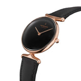 NordGreen - Unika Rose Gold Case & Leather Black Band