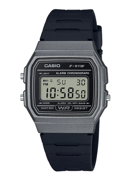 Casio - Digital Square Face Silver Case/Black Face
