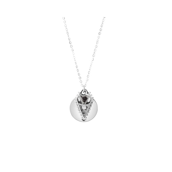 Lindi Kingi - Hearts and Lovers Necklace Silver w Olive