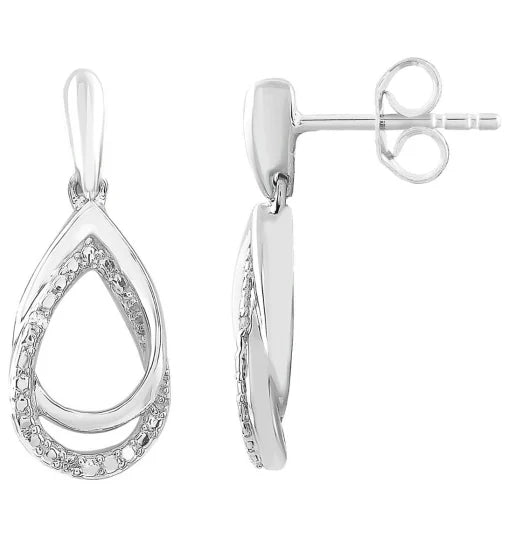 Brent Weatherall - 9ct White Gold Diamond Set Hanging Earring