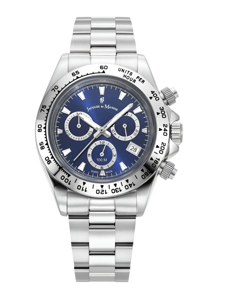 Jacques Du Manoir - Phoenix Chrono Men's Watch Silver & Navy Blue