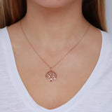 Brent Weatherall - 9ct Rose gold 0.05ct Diamond Set Tree Of Life Pendant on 45cm Rose Gold Chain