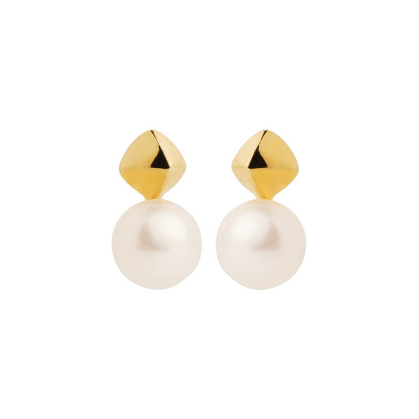 Najo - Yellow Gold Plated Earrings With Freshwater Pearl