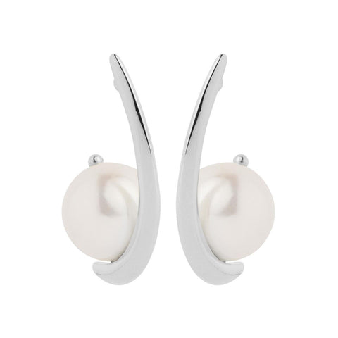 Najo - Unique Shaped Hoops With Fresh Water Pearl