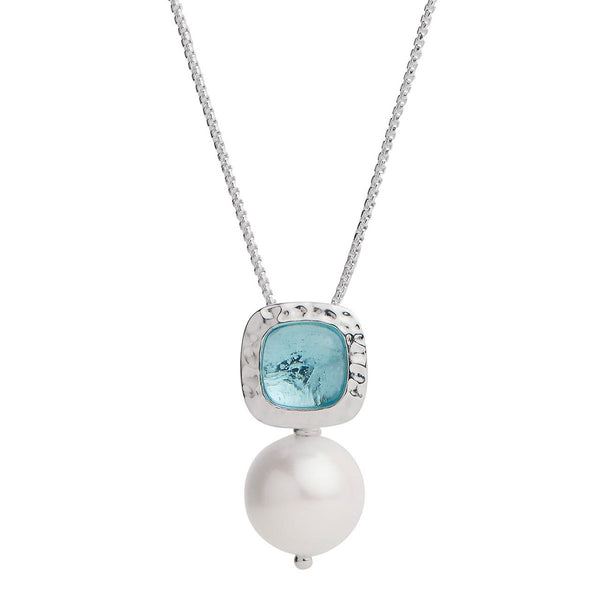 Najo - Sterling Silver Pendant With Square Blue Topaz