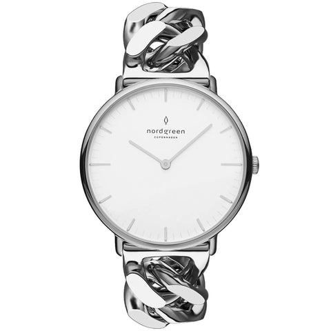 NordGreen - SIlver Link Watch 28mm White Dial