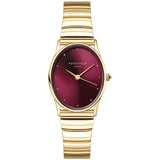 Rosefield Watch - Oval Sunray Gold & Burgundy