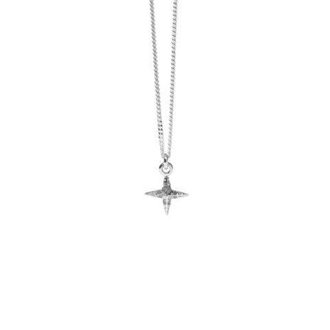 Meadowlark - Faux Pave Star Charm Necklace Silver