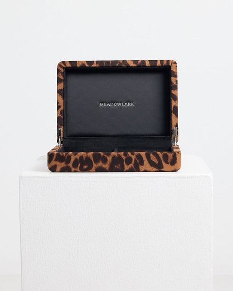 Meadowlark - Velvet Jewellery Box Leopard + Black Lining Small
