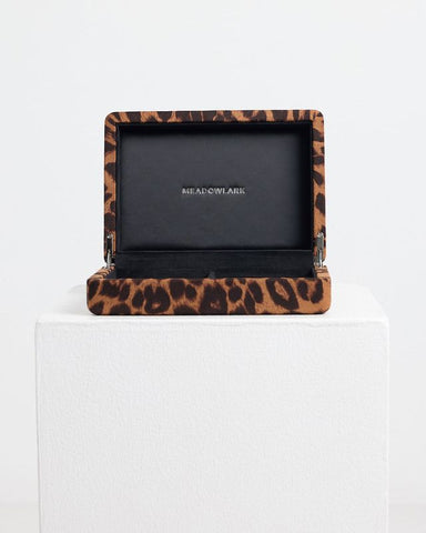Meadowlark - Velvet Jewellery Box Leopard + Black Lining Small