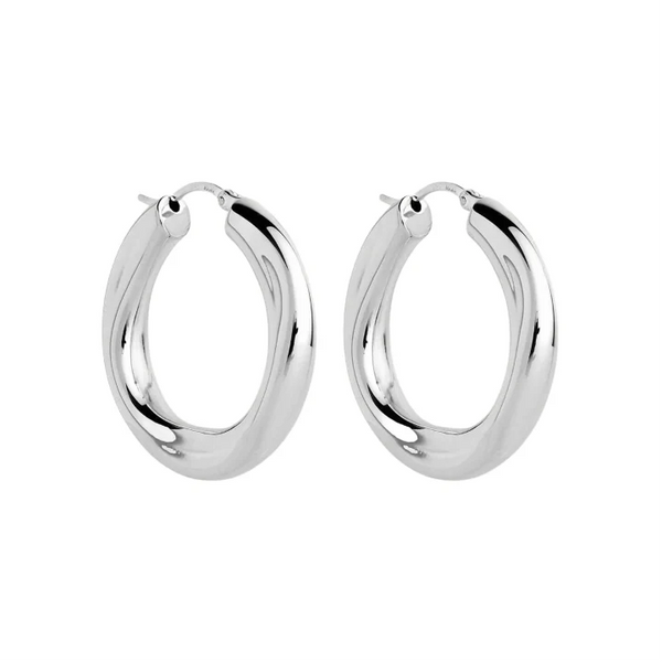 Najo - Dune Hoop Earrings Medium Silver