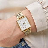 Rosefield Watch - ' The Boxy' White Sunray Gold Steel Watch