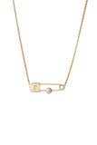 Karen Walker - Runaway Safety Pin Necklace Gold Plated With Fresh Water Pearl