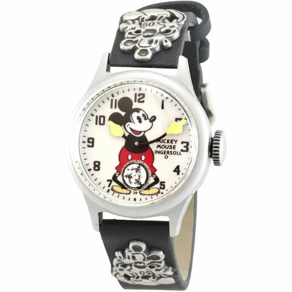 Ingersoll - Mickey 1930's Waterbury 32mm Mechanical Black Leather Watch