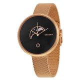 Skagen - Gitte Moonphase Black Dial Rose Gold-Tone Mesh Ladies Watch