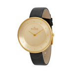 Skagen - Ditte Gold Dial Black Leather Ladies Watch