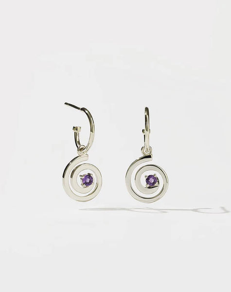 Meadowlark - Spiral Signature Hoops Set Amethyst