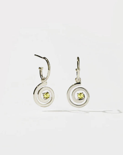 Meadowlark - Spiral Signature Hoops Set Peridot