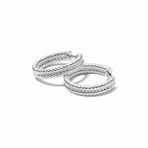 Daisy London - Double Rope Hoop Earrings Sterling Silver
