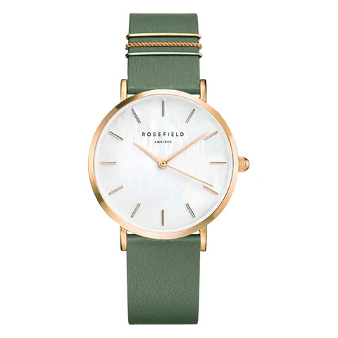 Rosefield Watch - Village Mother Of Pearl Gold & Green Watch