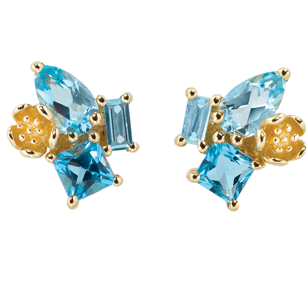 Karen Walker Rock Garden Earrings - 9ct Gold, Blue Topaz