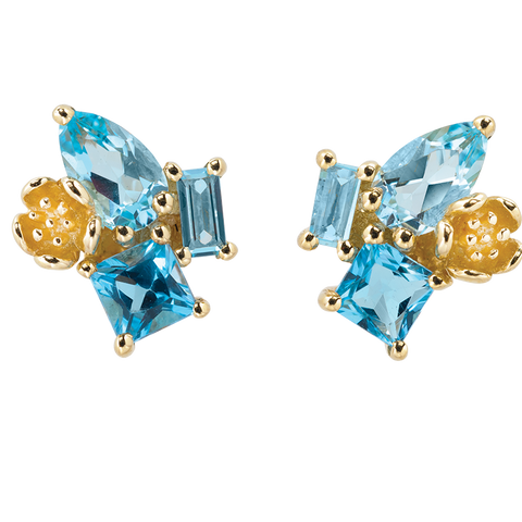 Karen Walker Rock Garden Earrings - 9ct Gold, Blue Topaz