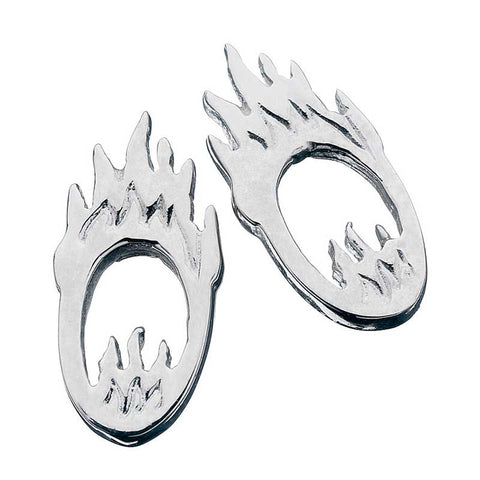 Karen Walker Mini Flaming Hoop Studs - Silver