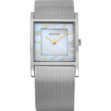 Bering Ladies Square Mother Of Pearl & Stainless Steel Mesh Watch 10426-010