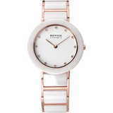 Bering Ladies White Ceramic & Rose Swarovski Elements Watch 11429-766