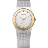 Bering Ladies Steel Gold With Mirror Border Mesh Strap Watch 12927-010