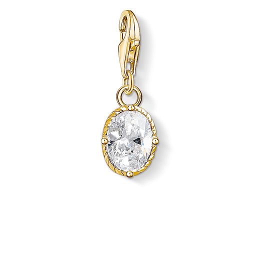 Thomas Sabo Charm Club Faceted White CZ Yellow Gold Plate Charm - CC1673