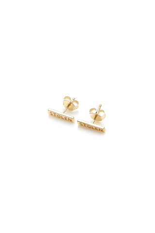 Stolen Girlfriends Club - Tiny Stolen Bar Earrings Gold Plated