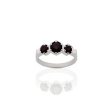 Meadowlark 3 Hexagon Stone Ring - Sterling Silver & Thai Garnet