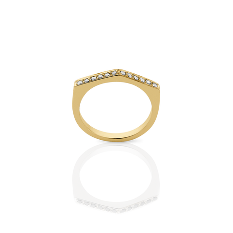 Meadowlark Fine Geometric Ring Arc - 9ct Yellow Gold & White Diamond