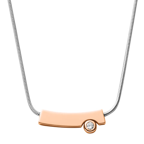 Skagen Rose & Silver Steel CZ Pendant SKJ1024