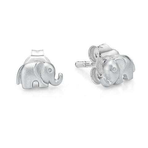 Silver Matte Elephant Studs