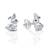 Silver Bunny Rabbit Studs