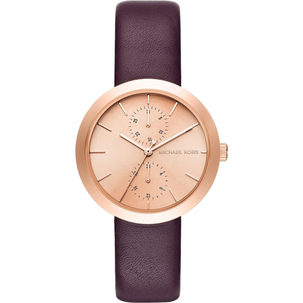 Michael Kors Ladies Garner Plum Leather Chronograph Watch