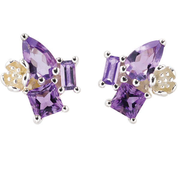 Karen Walker Rock Garden Studs - Silver, Amethyst