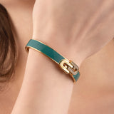 Furla Jewellery - Green Enamel/Gold Double Arch Bangle