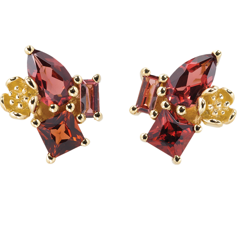 Karen Walker Rock Garden Earrings - 9ct Gold, Garnet