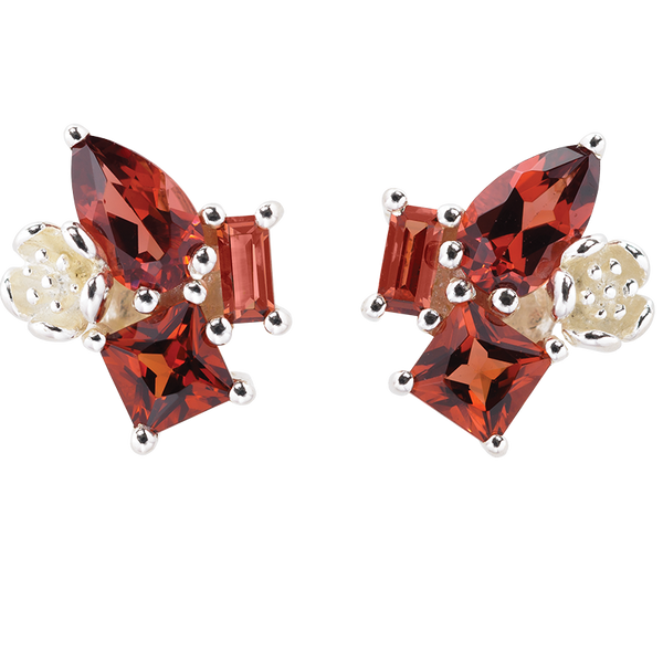 Karen Walker Rock Garden Studs - Silver, Garnet