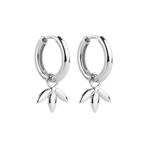 Najo - Silver hoop and leaf earring