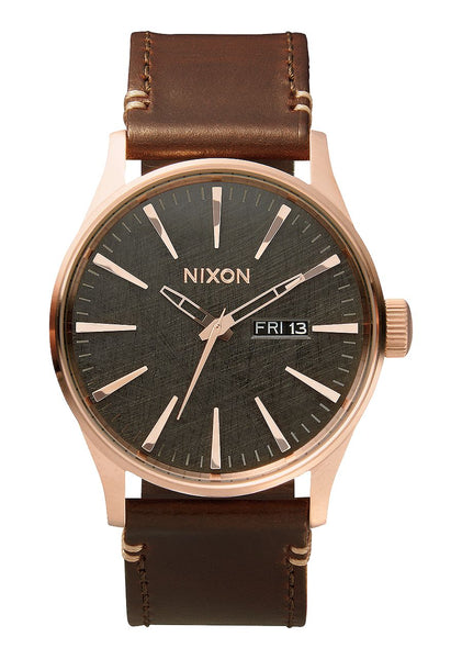 Nixon Sentry Leather - Rose / Gunmetal / Brown